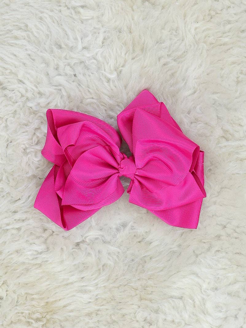 Double Layer Bows 6.5 Inch | Dark Pink