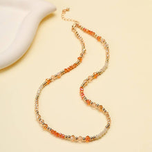 Glass Bead & Gold Beaded Necklace