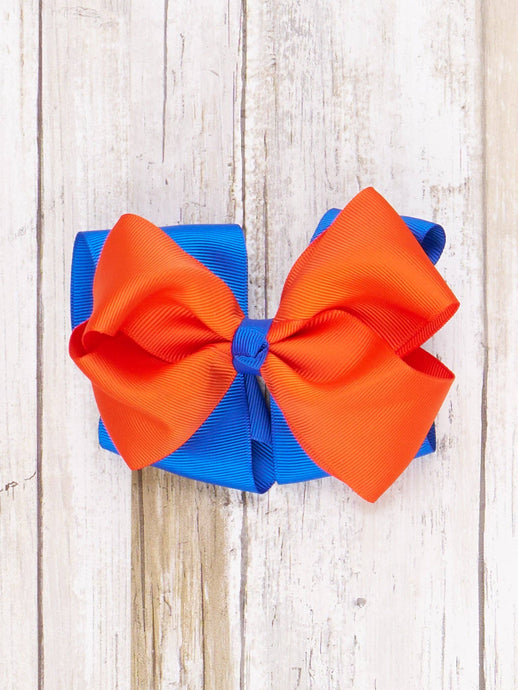 Collegiate Team Bow 5 Inch | Blue/Orange