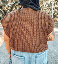 Oversize Button Down Vest | Brown