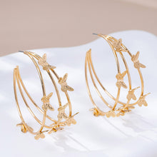 Gold Tri Butterfly Hoop