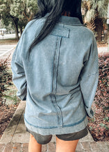 Mock Neck Mineral Washed Top | Denim