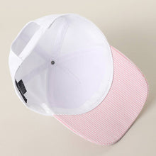 USA Gingham Letter Patch Striped Hat | Pink