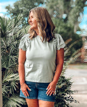 Eyelet Ruffle Top | Sage