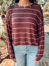 Striped Relaxed Knit Top | Burgundy