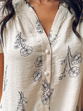 Floral Linen Top | Cream/Black