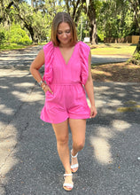 Ruffle Cutout Back Romper | Pink