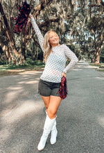 Polka Dot Mesh Top | White