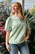 Holly Embroidered Top | Sage
