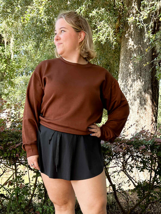 Crew Neck Scuba Sweatshirt | Chestnut