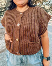 Oversize Button Down Vest | Brown