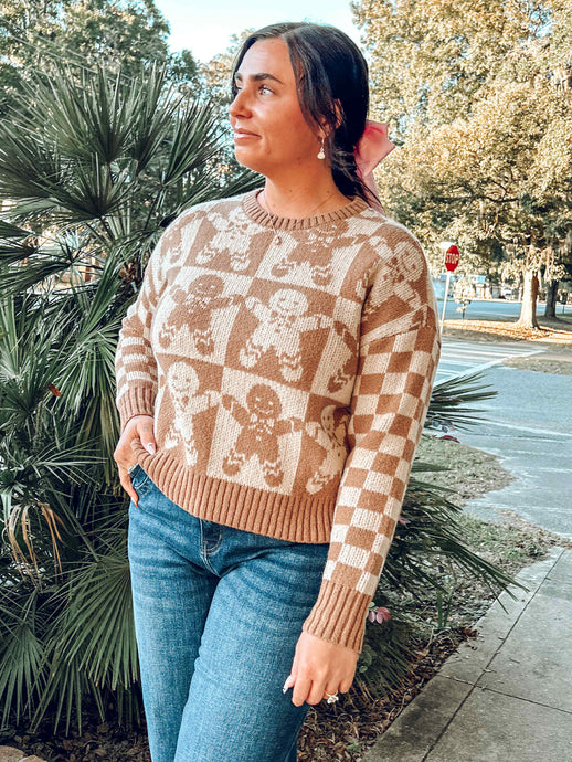 Checkered Gingerbread Sweater | Khaki