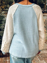 Floral Colorblock Top | Light Blue