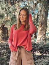 Oversized Washed Mineral Top | Red