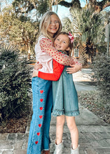 Heart Embroidered Denim Bell Bottoms