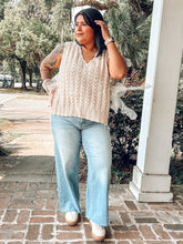 Pointelle Knit Ribbon Vest | Cream