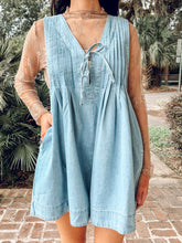 Aubree Pleated Tied Romper | Light Denim