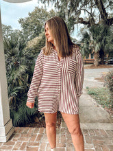 Grateful Striped Collared Romper | Burgundy
