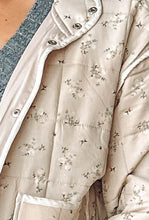 Floral Puffer Jacket | Light Khaki