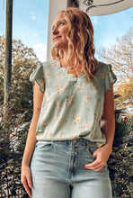 Floral Scallop Satin Top | Dusty Mint