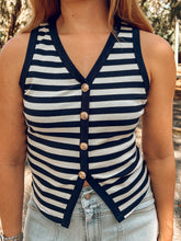 Nautical Striped Knit Vest | Navy