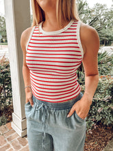 Striped Ribbed Crop | Red