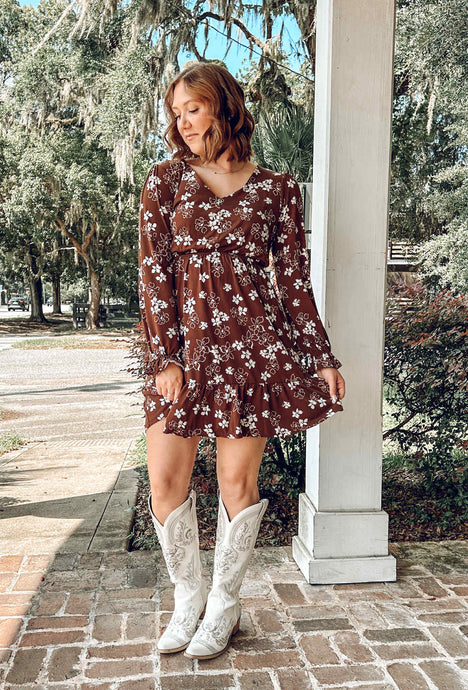 Quinn Floral Button Dress | Chocolate