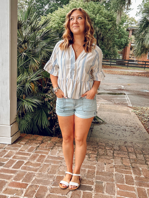 Bell Striped Top | Blue