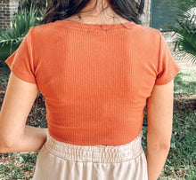 Ribbed Scoop Crop Top | Rust