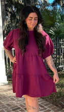 Quilted Puff Curvy Dress | Magenta