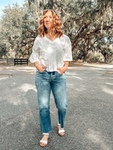 Washed Ruffle Top | White