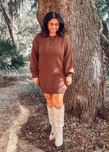 Henley Sweater Dress | Coffee Bean