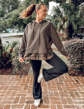 French Terry & Flannel Plaid Hoodie | Charcoal