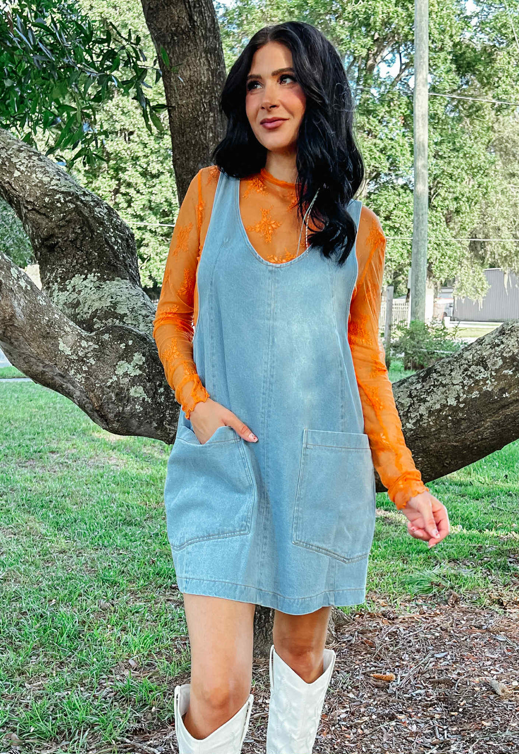 Layer Laced Mesh Top | Orange Southern Saint Boutique Layer Laced Mesh Top | Orange Southern Saint Boutique