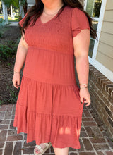 Flutter Smocked Midi Plus i Dress | Chili