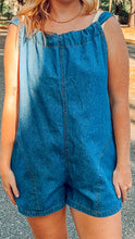 Denim Shortall Romper | Medium Blue