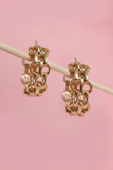 Double Chain Link Hoop Earring | Gold