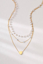 Tri Layered Pearl Heart Neclace