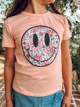 Floral Smiley Graphic Tee | Peach