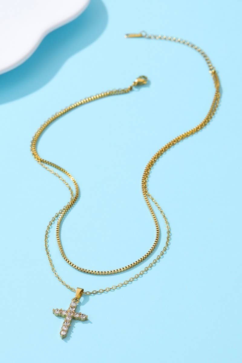 Cross Rhinestone Necklace
