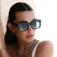 Camilla Acetate Womens Rectangular Sunglasses: Blue Tortoise
