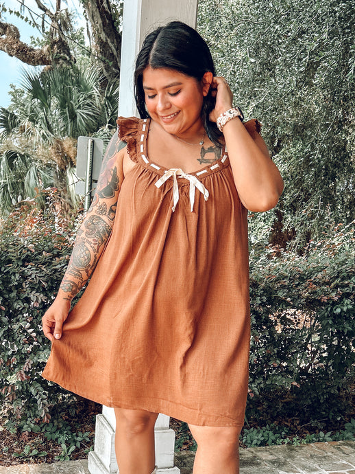 Sweet Ribbon Dress | Brown