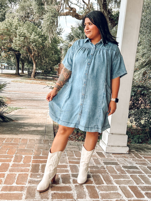 Denim Collared Button Down Dress