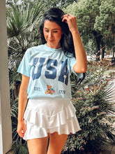 USA Teddy Bear Tee | Light Blue