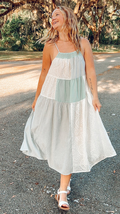 Cotton Patchwork Midi Dress | Multi