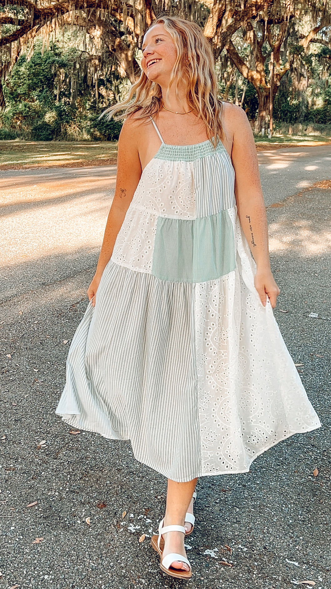 Cotton Patchwork Midi Dress | Multi