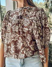 Boho Wave Floral Top | Mocha