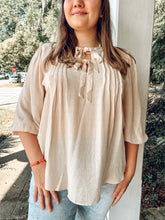 Bow Pleated Top Curvy | Cream