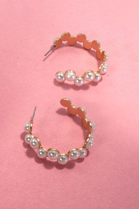 Pearl Zig Hoop Earrings