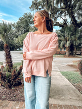 Boat Neck Waffle Knit Top | Blush